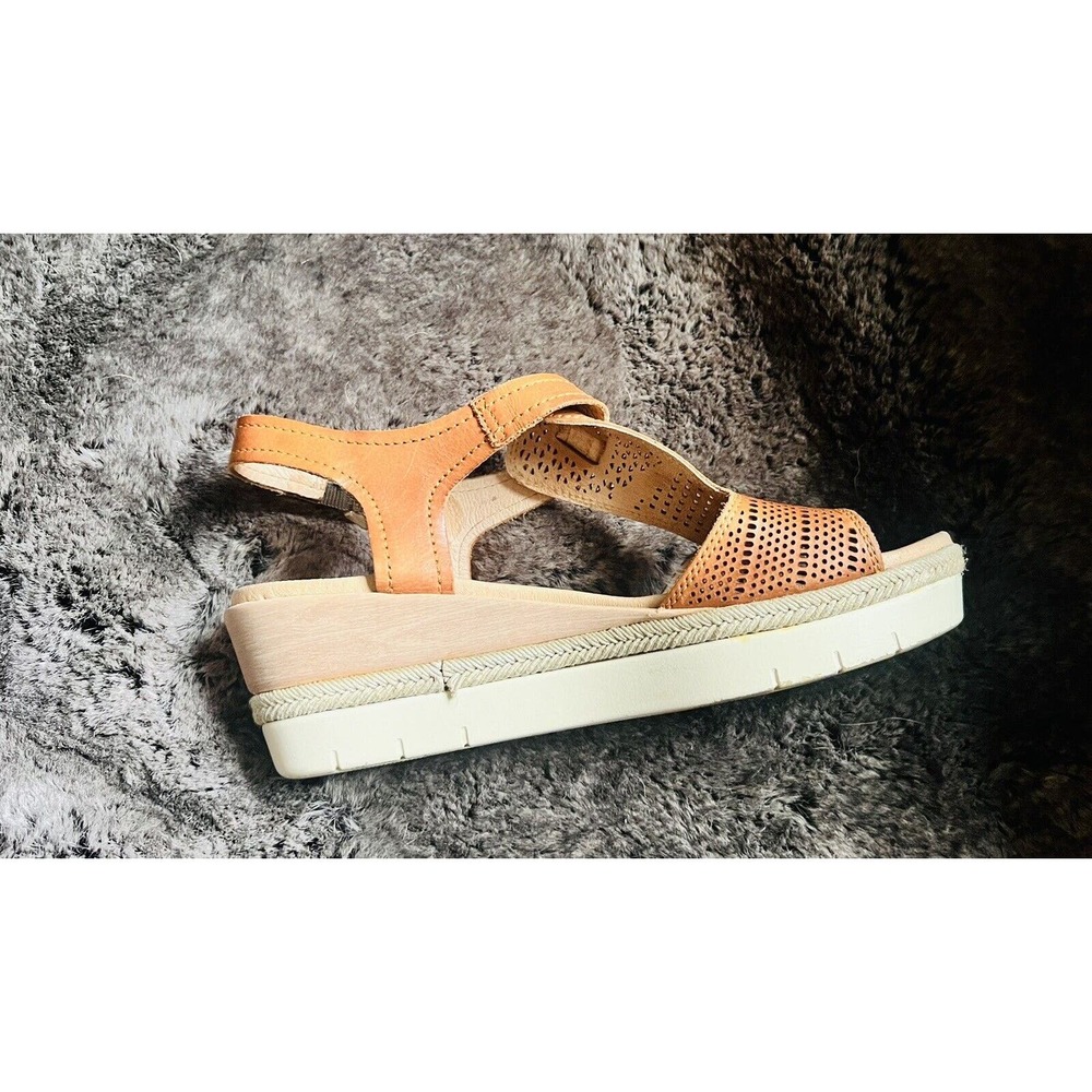 Pikolinos Leather Shoes Wedge Sandals Size 40 Made In Spain Brown